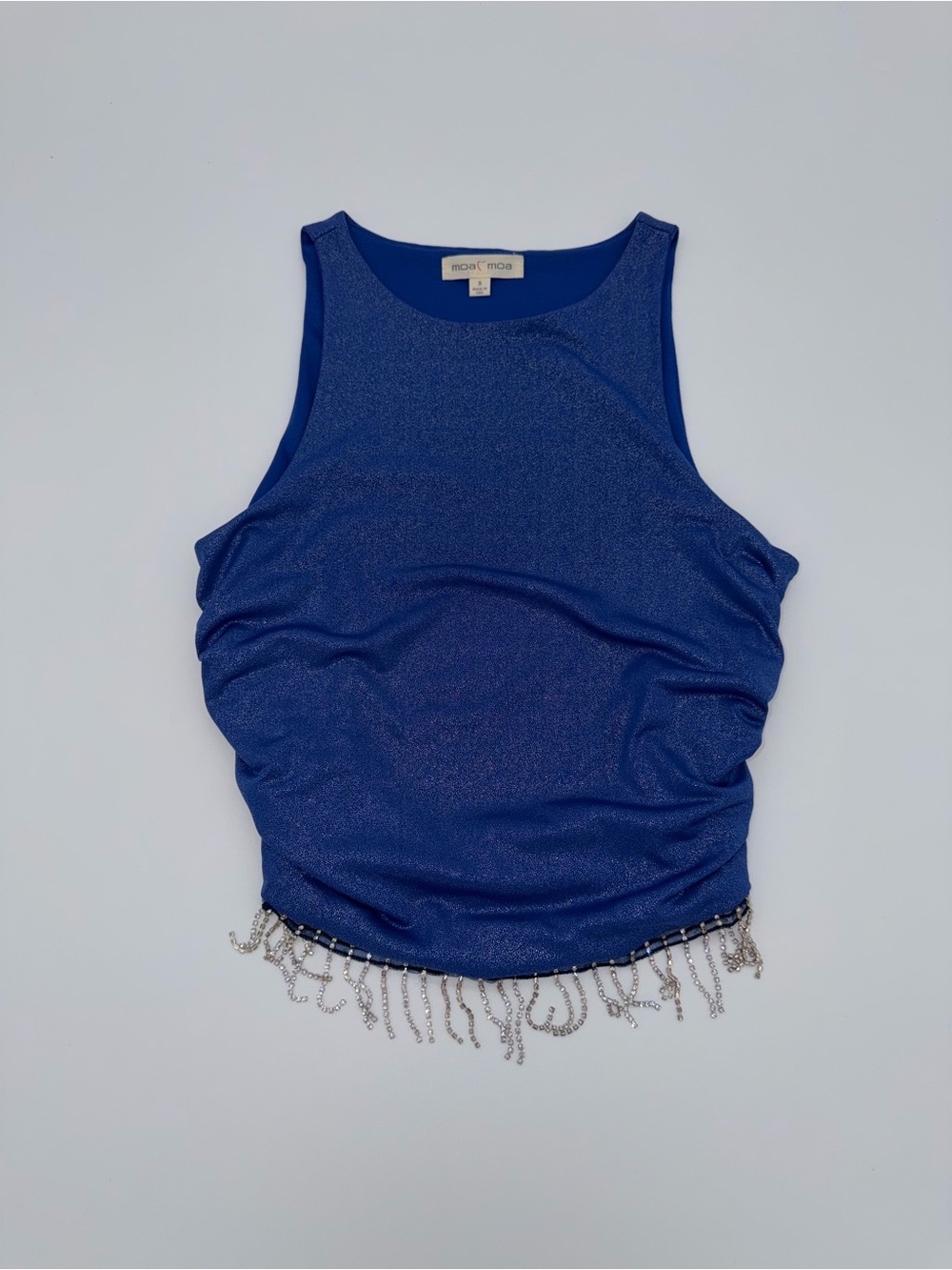 NWOT | Moa Moa Royal Blue Rhinestone Fringe Tank Top